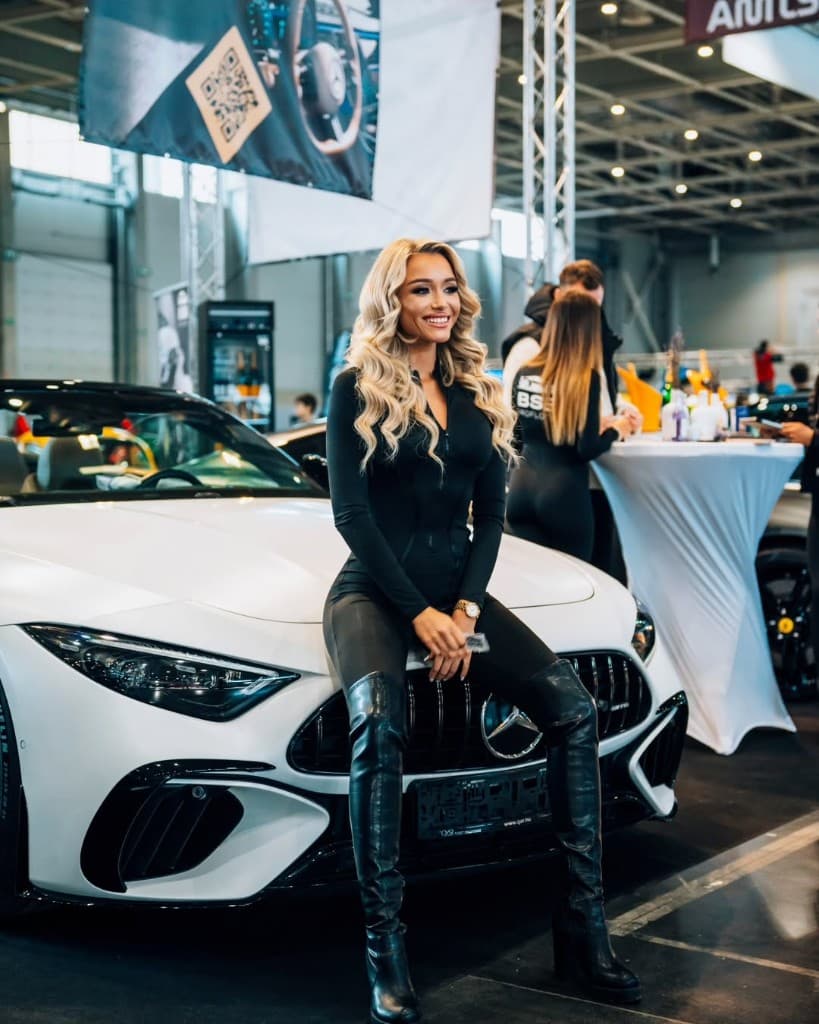 Global Models promotional model on a luxury car activation